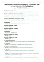 Nursing 180&colon; respiratory diagnostic - Questions with Correct Answers &lpar;Verified Update&rpar;
