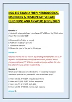 NSG 430 Exam 2 Prep&colon; Neurological Disorders & Postoperative Care Questions and Answers &lpar;2026&sol;2027&rpar;