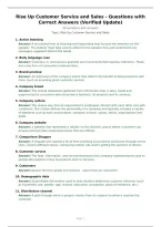 Rise Up Customer Service and Sales - Questions with Correct Answers &lpar;Verified Update&rpar;