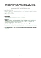 Rise Up Customer Service and Sales Test Review - Questions with Correct Answers &lpar;Verified Update&rpar;
