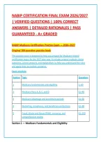 Nabip Certification Final Exam 2026&sol;2027&NewLine;&vert; Verified Questions &vert; 100&percnt; Correct&NewLine;Answers &vert; Detailed Rationales &vert; Pass&NewLine;Guaranteed - A&plus; Graded