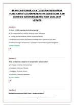 Neha Cp-Fs Prep -Certified Professional Food Safety &vert;Comprehensive Questions And Verified Answers&vert;Brand New 2026-2027 Update