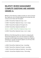 Relativity Review Management&NewLine;Complete Questions And Answers&NewLine;Graded A&plus;