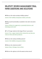 Relativity Review Management Final&NewLine;Paper Questions And Solutions