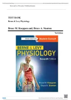Test Bank for Berne & Levy Physiology 7th Edition by Koeppen & Stanton &vert; Chapters 1&ndash;44 Verified Questions & Answers