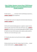 Class D Water Operator License Exam TCEQ Newest &NewLine;2026&sol;2027 Questions and Correct Detailed Answers &NewLine;Already Graded A&plus; 