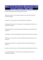 WGU C215 Operations Management with correct amswers 100&percnt; 2026