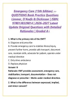 Emergency Care &lpar;15th Edition&rpar; &mdash; Test Bank Practice Questions Limmer&comma; O'Keefe & Dickinson &vert; ISBN&colon; 9780138339814 &vert; 2026&ndash;2027 Latest Update Original Questions with Detailed Rationales &vert; Graded A&plus;