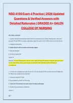 NSG 4100 Exam 4 Practice &vert; 2026 Updated Questions & Verified Answers with Detailed Rationales &vert; GRADED A&plus; GALEN COLLEGE OF NURSING
