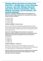Michigan Master Electrician Licensing Exam 2026&sol;2027 &vert; ACTUAL-Style Practice Questions & Answers&comma; 2023 NEC&comma; Michigan Electrical Code Rules&comma; Electrical Calculations&comma; Wiring Methods&comma; Grounding&comma; Circuit Protection&comma; and Detailed Rationales