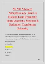 NR 507 Advanced Pathophysiology &lpar;Week 4&rpar; Midterm Exam &vert;Frequently Tested Questions&comma; Solutions & Rationales -Chamberlain University