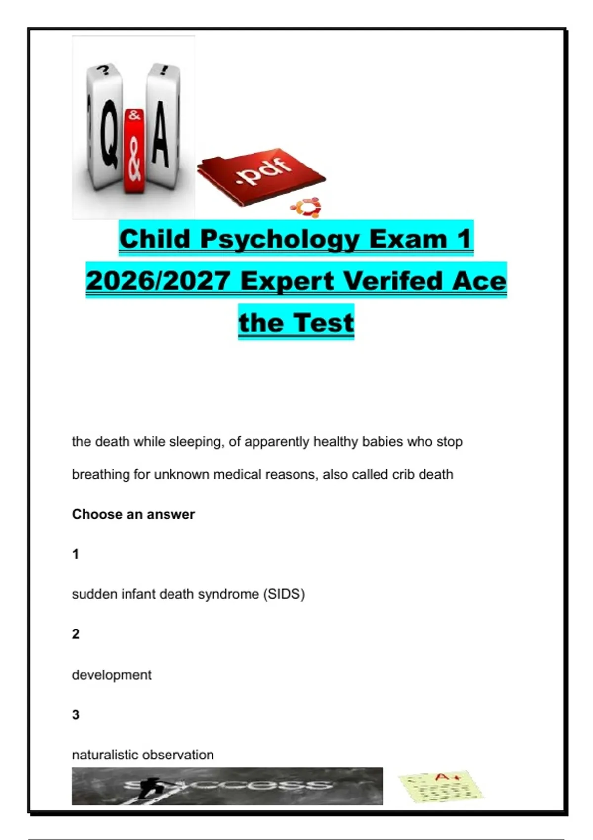 Child Psychology Exam 1 2026/2027 | 7 Practice MCQs & Answers on Child ...