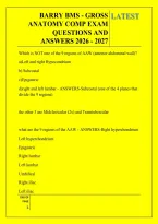 Barry Bms - Gross &NewLine;Anatomy Comp Exam &NewLine;Questions And &NewLine;Answers 2026 - 2027