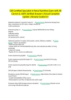 CSR Certified Specialist in Renal Nutrition Exam with All Correct & 100&percnt; Verified Answers &vert;Actual Complete Update &vert;Already Graded A&plus;