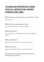 Ri Journeyman Refrigeration License&NewLine;Exam Full Questions And Answers&NewLine;Complete Study Guide&NewLine;