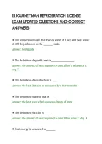 Ri Journeyman Refrigeration License&NewLine;Exam Updated Questions And Correct&NewLine;Answers&NewLine;