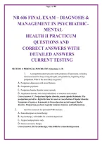 NR 606 Advanced Psychopharmacology Final Exam