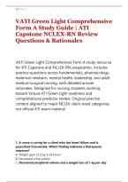 VATI Green Light Comprehensive &NewLine;Form A Study Guide &vert; ATI &NewLine;Capstone NCLEX-RN Review &NewLine;Questions & Rationales