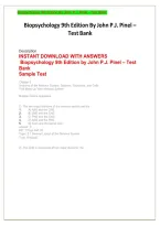 Biopsychology 9th Edition by John P&period; J&period; Pinel&colon; Test Bank and Practice Questions