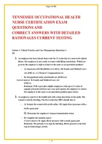 Tennessee Occupational Health Nurse Certification&colon; Practice Exam