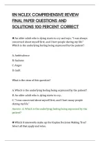 Rn Nclex Comprehensive Review&NewLine;Final Paper Questions And&NewLine;Solutions 100 Percent Correct