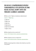 Rn Nclex Comprehensive Review&NewLine;Fundamentals 19Th Edition Ati Pink&NewLine;Book Actual Script With 100&NewLine;Percent Correct Answers