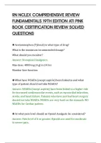 Rn Nclex Comprehensive Review&NewLine;Fundamentals 19Th Edition Ati Pink&NewLine;Book Certification Review Solved&NewLine;Questions