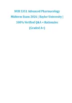 NUR 5351 Advanced Pharmacology Midterm &NewLine;Exam 2026 &vert; Baylor University &vert; 100&percnt; &NewLine;Verified Q&A &plus; Rationales &lpar;Graded A&plus;&rpar; 