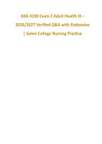 NSG 4100 Exam 2 Adult Health III &ndash; &NewLine;2026&sol;2027 Verified Q&A with Rationales &NewLine;&vert; Galen College Nursing Practice 