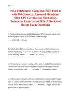 NHA Phlebotomy Exam 2026&ndash;2027 Prep Form B &vert; 300 Questions and Answers &vert; NHA CPT Certification&NewLine;