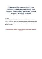Managerial Accounting Exam Questions 2026&sol;2027 &lpar;With Answers&rpar;&NewLine;&NewLine;