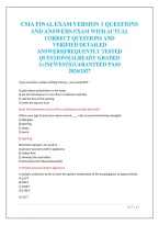 Csia Final Exam Version 1 Questions&NewLine;And Answers Exam With Actual&NewLine;Correct Questions And&NewLine;Verified Detailed&NewLine;Answers&vert;Frequently Tested&NewLine;Questions&vert;Already Graded&NewLine;A&plus;&vert;Newest&vert;Guaranteed Pass&NewLine;2026&sol;2027