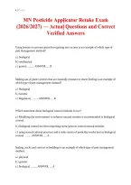 MN Pesticide Applicator Retake Exam 2026&ndash;2027 &vert; Questions and Answers&NewLine;