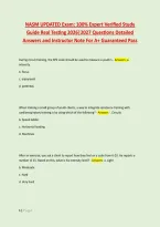 NASM UPDATED Exam&colon; 100&percnt; Expert Verified Study &NewLine;Guide Real Testing 2026&vert;2027 Questions Detailed &NewLine;Answers and Instructor Note For A&plus; Guaranteed Pass