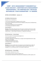 Cdmp - Data Management Fundamentals Exam 2026&sol;2027 &vert; Certified Data Management Professional &vert; 100 Verified Q&A &vert; Detailed Rationales &vert; Pass Guaranteed &ndash; A&plus; Graded