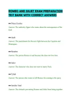 Romeo And Juliet Exam Preparation&NewLine;Test Bank With Correct Answers