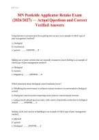 MN Pesticide Applicator Retake Exam 2026&ndash;2027 &vert; Questions and Answers