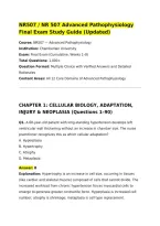 NR507 &sol; NR 507 Advanced Pathophysiology Final Exam Study Guide &lpar;Updated&rpar;&NewLine;Course&colon; NR507 &mdash; Advanced Pathophysiology&NewLine;Institution&colon; Chamberlain University&NewLine;Exam&colon; Final Exam &lpar;Cumulative&comma; Weeks 1&ndash;8&rpar;&NewLine;Total Questions&colon; 1&comma;000&plus;&NewLine;Question Format&colon; Multiple Choice wi