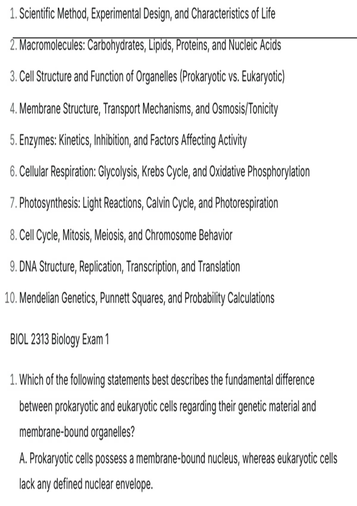 Biol 2313 Biology Exam 1 Questions And Correct Answers With Detailed ...