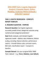 WGU D600 Task 2&colon; Logistic Regression Analysis &vert; Complete Report&comma; Python Modeling&comma; Confusion Matrix & Results &vert; 2026&sol;2027 Updated