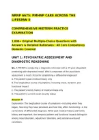 NRNP 6675&colon; PMHNP CARE ACROSS THE LIFESPAN II&NewLine;COMPREHENSIVE MIDTERM PRACTICE EXAMINATION&NewLine;1&comma;000&plus; Original Multiple-Choice Questions with Answers & Detailed Rationales &vert; All Core Competency Domains Covered&NewLine;