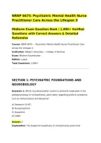NRNP 6675&colon; Psychiatric Mental Health Nurse Practitioner Care Across the Lifespan II&NewLine;Midterm Exam Question Bank &vert; 1&comma;000&plus; Verified Questions with Correct Answers & Detailed Rationales&NewLine;Course&colon; NRNP 6675 &mdash; Psychiatric Mental Health Nurse Practitioner Care A