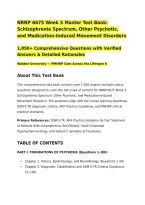 NRNP 6675 Week 5 Master Test Bank&colon; Schizophrenia Spectrum&comma; Other Psychotic&comma; and Medication-Induced Movement Disorders&NewLine;1&comma;050&plus; Comprehensive Questions with Verified Answers & Detailed Rationales&NewLine;Walden University &mdash; PMHNP Care Across the Lifespan II&NewLine;About