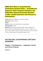 NRNP 6675 Week 5&colon; Comprehensive Examination Question Bank &mdash; Schizophrenia Spectrum&comma; Other Psychotic Disorders&comma; and Medication-Induced Movement Disorders &lpar;1&comma;000&plus; Verified Questions with Answers & Explanations&rpar;&NewLine;Course&colon; NRNP 6675&colon; PMHNP Care Across the Life