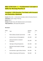 NSG 3130 Exam 1 &mdash; Fundamental Concepts & Skills for Nursing Practice II&NewLine;Complete 1&comma;050-Question Test Bank with Answers and Rationales &lpar;Updated&rpar;&NewLine;Course&colon; NSG 3130 &mdash; Fundamental Concepts & Skills for Nursing Practice II&NewLine;Institution&colon; Galen College of Nursi