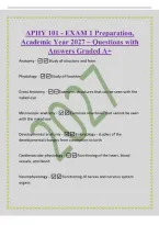 APHY 101 - EXAM 1 Preparation&comma;&NewLine;Academic Year 2027 &ndash; Questions with&NewLine;Answers Graded A&plus;&NewLine;Anatomy -Study of structure and form&NewLine;Physiology -Study of function&NewLine;Gross Anatomy - Examines structures that can be seen with the&NewLine;naked eye&NewLine;Microscopic anatomy -Exa