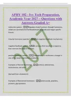 APHY 102 - Ivy Tech Preparation&comma;&NewLine;Academic Year 2027 &ndash; Questions with&NewLine;Answers Graded A&plus;&NewLine;endocrine system -Regulates body functions through hormones&comma;&NewLine;which are secreted into the bloodstream by glands and target specific&NewLine;tissues&period;&NewLine;How do hormones operat