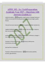 APHY 102 - Ivy TechPreparation&comma;&NewLine;Academic Year 2027 &ndash; Questions with&NewLine;Answers Graded A&plus;&NewLine;endocrine system -Regulates body functions through hormones&comma;&NewLine;which are secreted into the bloodstream by glands and target specific&NewLine;tissues&period;&NewLine;How do hormones operate
