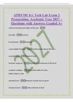 APHY101 Ivy Tech Lab Exam 2&NewLine;Preparation&comma; Academic Year 2027 &ndash;&NewLine;Questions with Answers Graded A&plus;&NewLine;internal and external angles of the jaw -&NewLine;the skull -cranium&NewLine;frontal bone -forehead&NewLine;supra-orbital foramen -small notches above the eyes