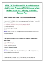 NFPA 70E Final Exam 300 Actual Questions And Correct Answers With Rationale Latest Update 2026&sol;2027 Already Graded A&plus; Assured Pass